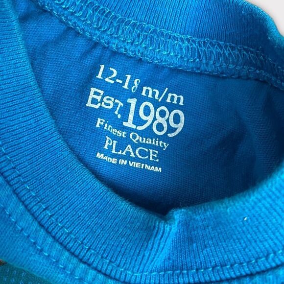 𝅺CHILDREN'S PLACE | 3/$15| Baby Boy Blue Long Sleeve Dinosaur Shirt - Picture 3 of 3